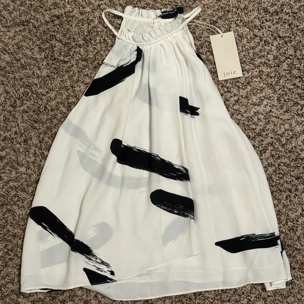 Joie Asymmetrical Ruched Black and White Cocktail Dress
